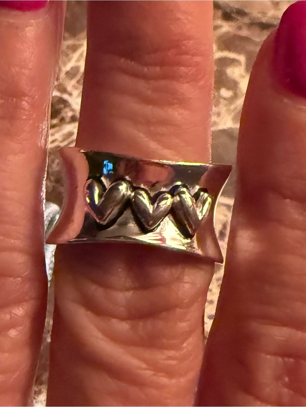 Sterling Silver wide Heart Band Ring. Is stamped.925